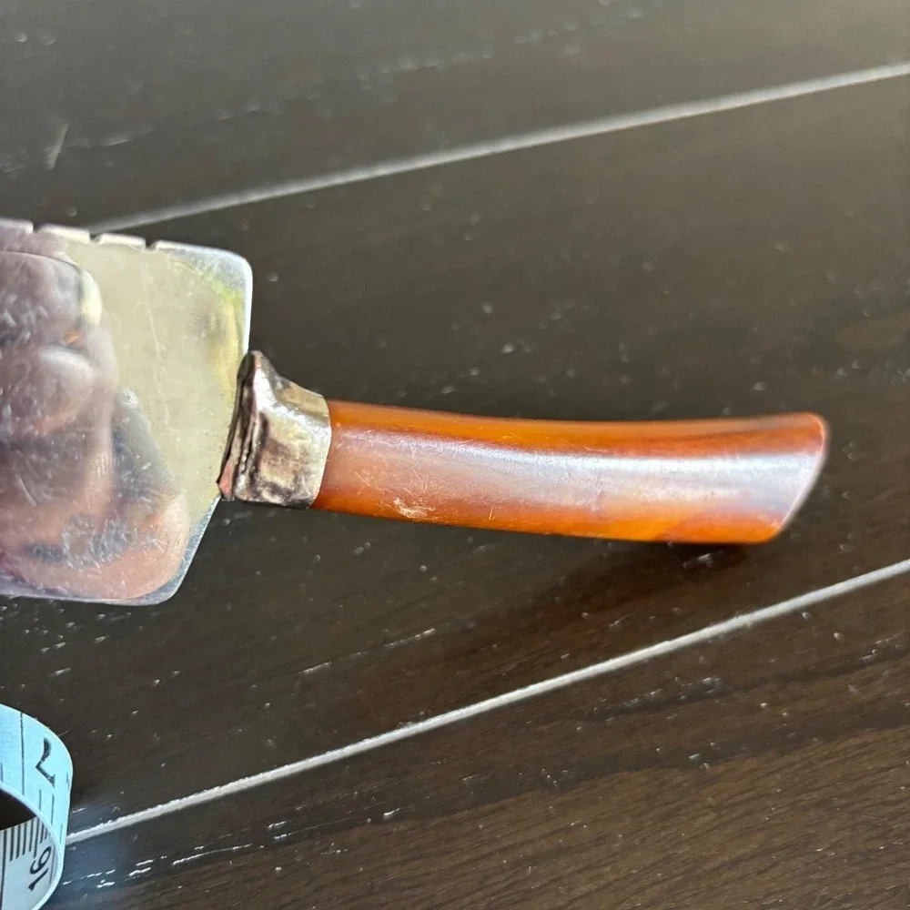 Frontier Forge | Cake Server Stainless Steel Serrated Edge‎ Amber Handle Vintage